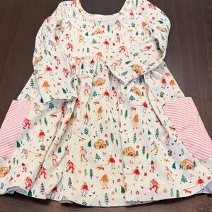 Sweet Honey Ski Lodge Themed Long Sleeve Twirl Dress